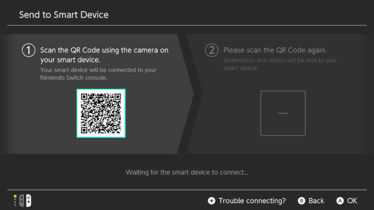 Nintendo Switch send screenshots to phone QR code step